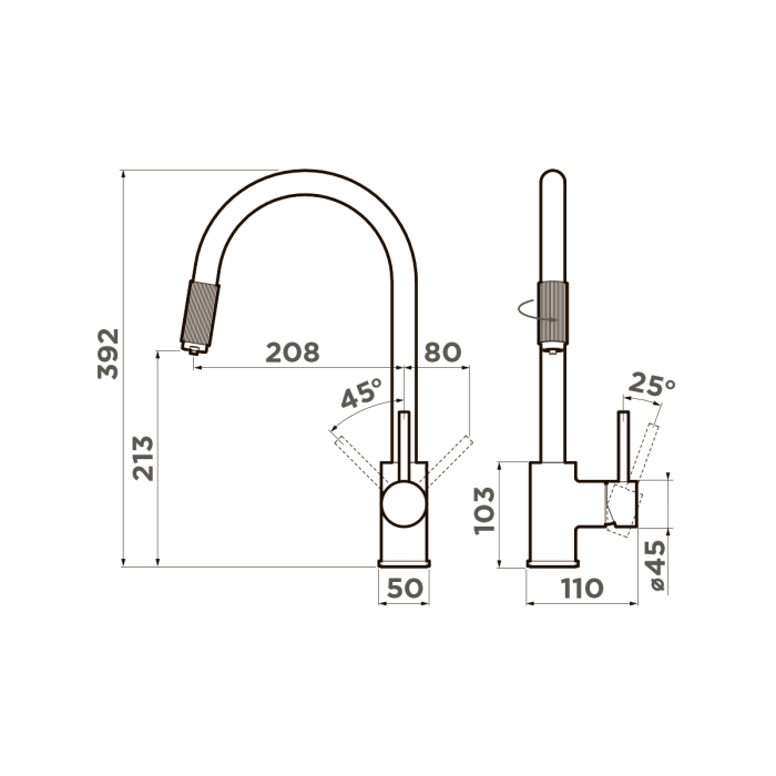 Смеситель для кухни Omoikiri Tamura-BN латунь, цвет нержавеющая сталь арт. 4994334