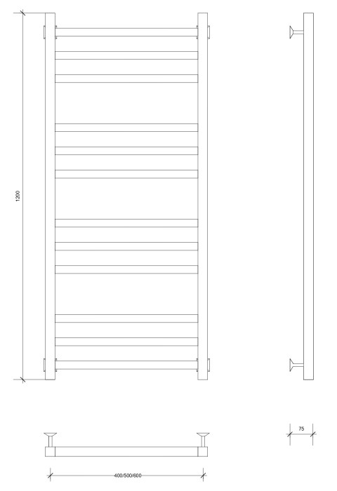 Полотенцесушитель водяной 120x50 Корсико 3 (хром) Secado арт. 4603777474676