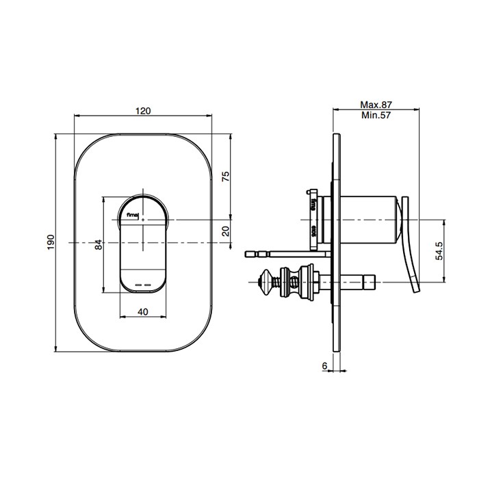 Fima Carlo Frattini Смеситель для душа, без внутр. части, Flo, F3809X2CR цвет: хром