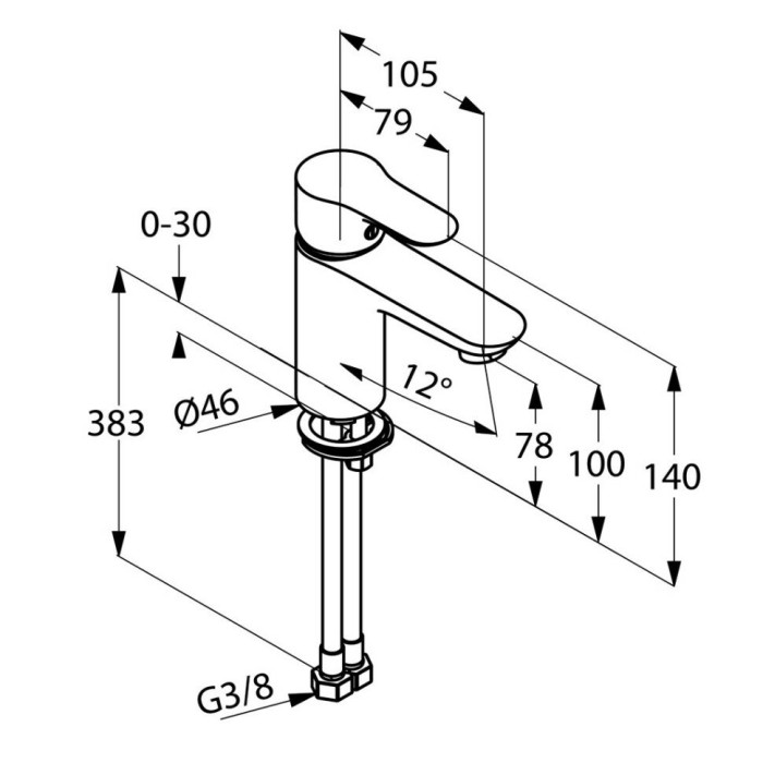 Однорычажный смеситель на умывальник, objekta Kludi, хром - 321260575