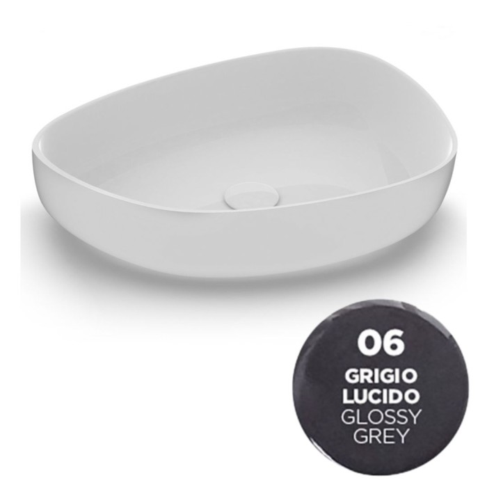 Накладная раковина, 55x42xh14 см, Olympia ceramica Metamorfosi, серый глянцевый арт. MET4255006