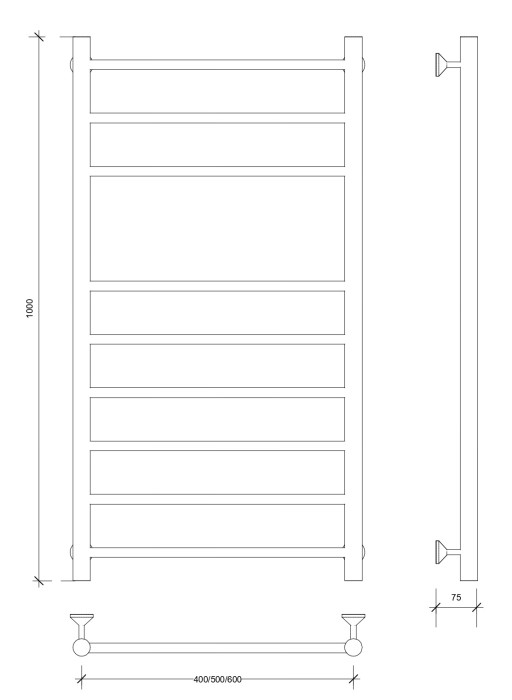 Полотенцесушитель водяной 100x50 Триада 5 (хром) Secado арт. 4603759403984