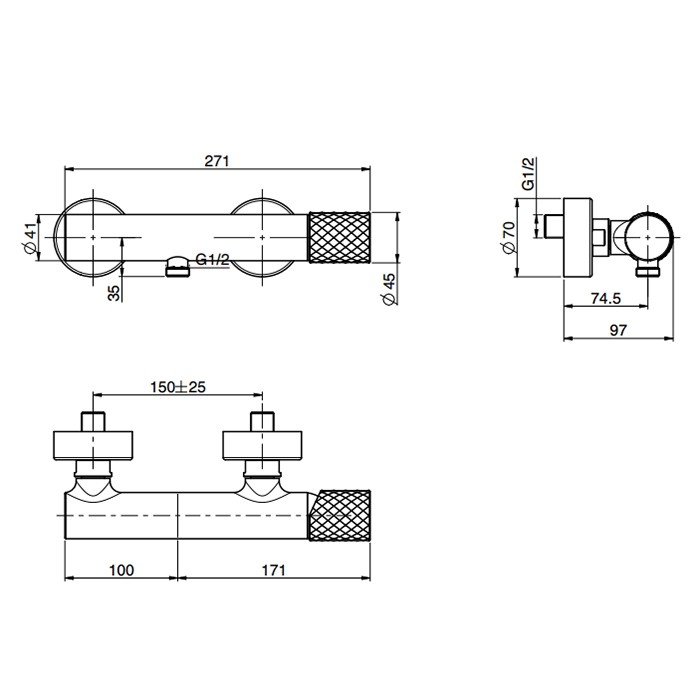 Fima Carlo Frattini Смеситель для душа, настенный, Spillo Tech, F3035T/1XNS цвет: черный