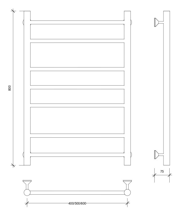 Полотенцесушитель водяной 80x50 Триада 2 (черный) Secado арт. 4673739228968