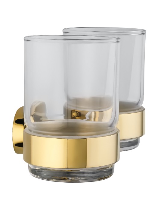 Два стакана для зубных щеток с держателем, Wonzon & Woghand First, WW-8428-LG цвет: золото