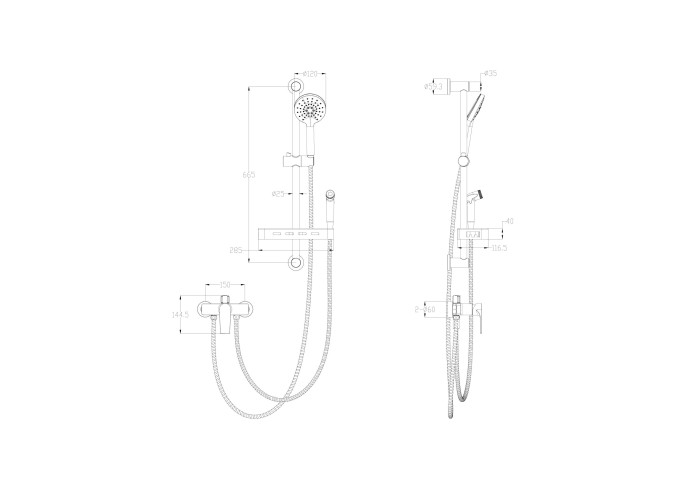 Смеситель для душа с гарнитуром, Wonzon & Woghand, WW-A31003-MB цвет: черный