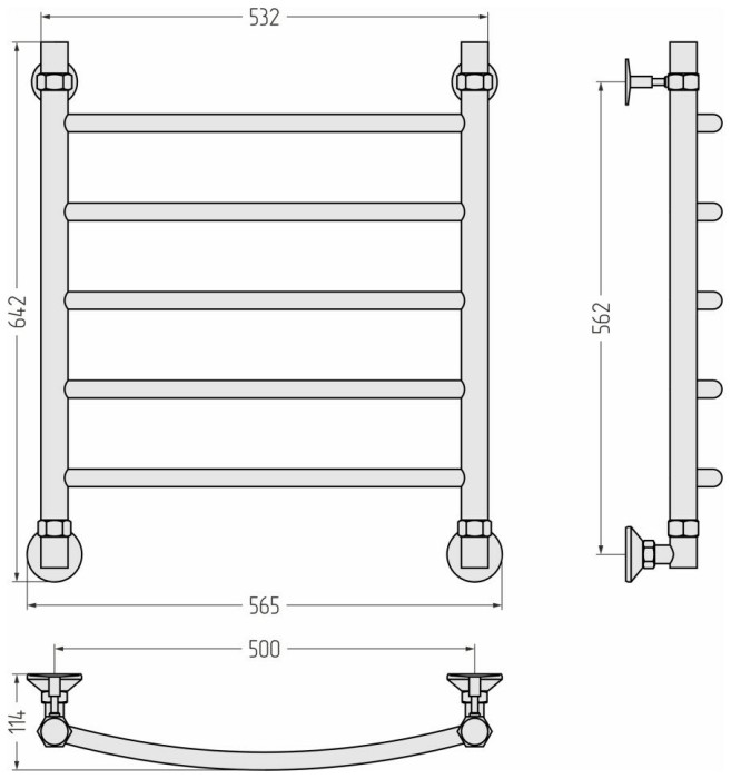 Стилье Водяной полотенцесушитель 600x500, Аксиома-20, 00662-6050 цвет: без покрытия