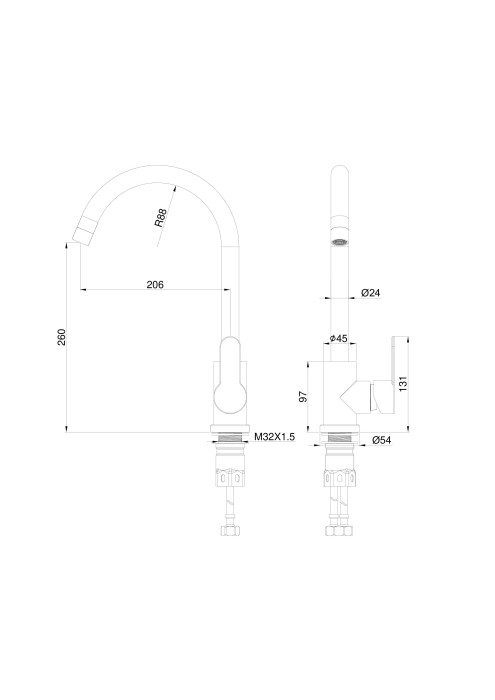 Смеситель для кухни, Wonzon & Woghand, WW-AE4554-MW цвет: белый