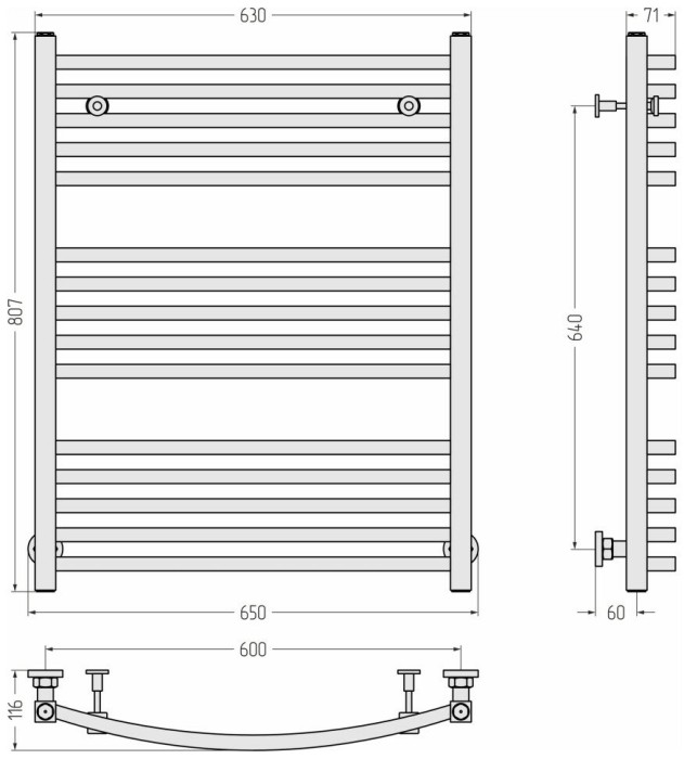 Сунержа Водяной полотенцесушитель 800x600, Аркус, 15-0251-8060 цвет: тёмный титан муар