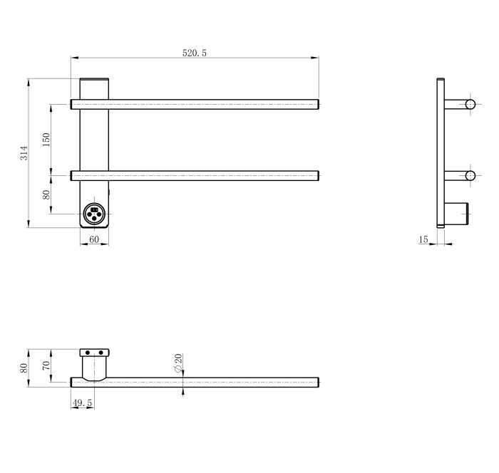 Полотенцесушитель электрический, Wonzon & Woghand Nurnberg, WW-AL342-GM цвет: графит