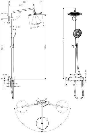 Душевая система с термостатом Raindance S Hansgrohe, хром арт. 27115000