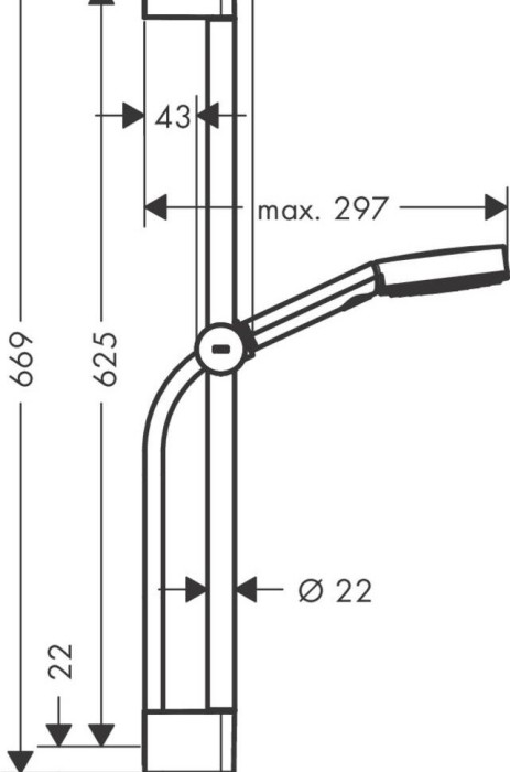Душевой гарнитур Relaxation cо штангой 65см Pulsify Select S Hansgrohe, хром арт. 24160000