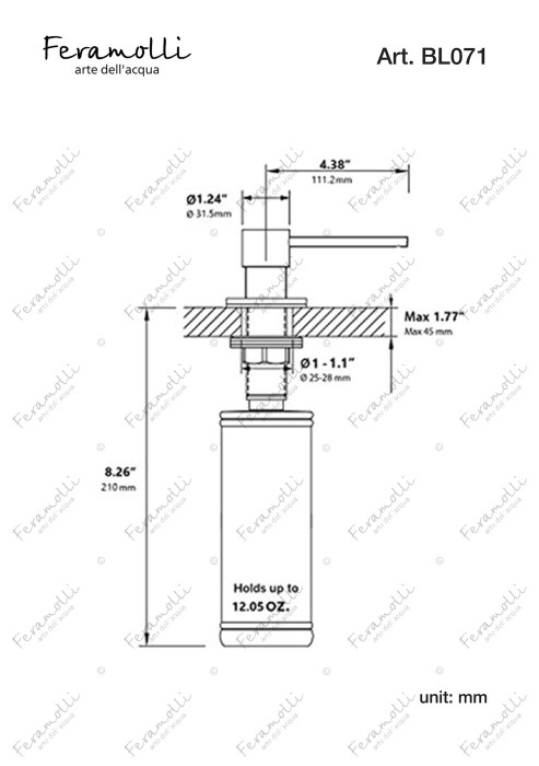 Диспенсер для жидкого мыла, черный, Lugano Feramolli - BL071