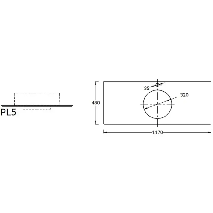 Столешница из керамогранита Фондамента 120см, Plaza Kerama Marazzi, серый - PL5.DL500920R\120