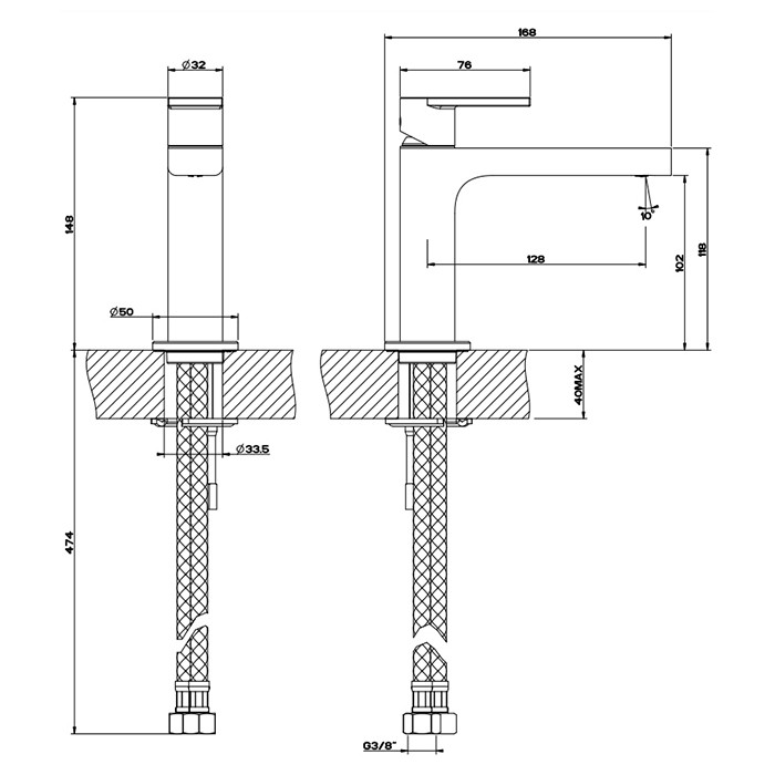 Смеситель для раковины, на 1 отв, Gessi Emporio Via manzoni, black xl арт. 38606#299