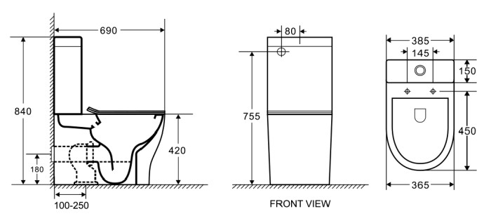 Унитаз-компакт 690х385х840 напольный, безободковый, с бачком и сиденьем микролифт, Azario Maro арт. AZ-2154
