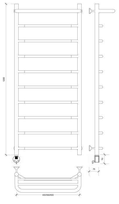 Полотенцесушитель электрический 120x40 Агата 1 СП Secado арт. 4673739231203