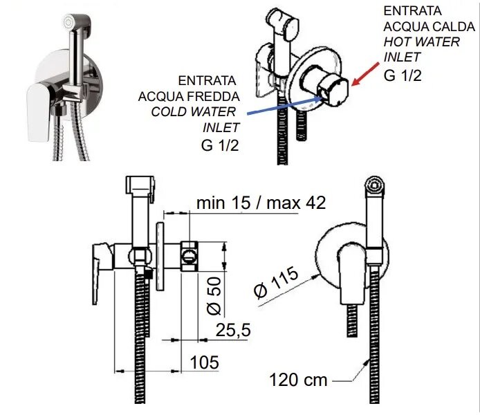 Смеситель хром глянцевый, Remer Dream, скрытого монтажа D65W