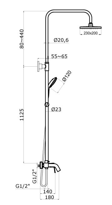 Душевая система со смесителем, хром, Azario TREYA арт. AZ-15680531