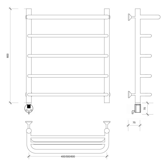 Полотенцесушитель электрический 60x40 Мерида 1 СП Secado арт. 4673739235515