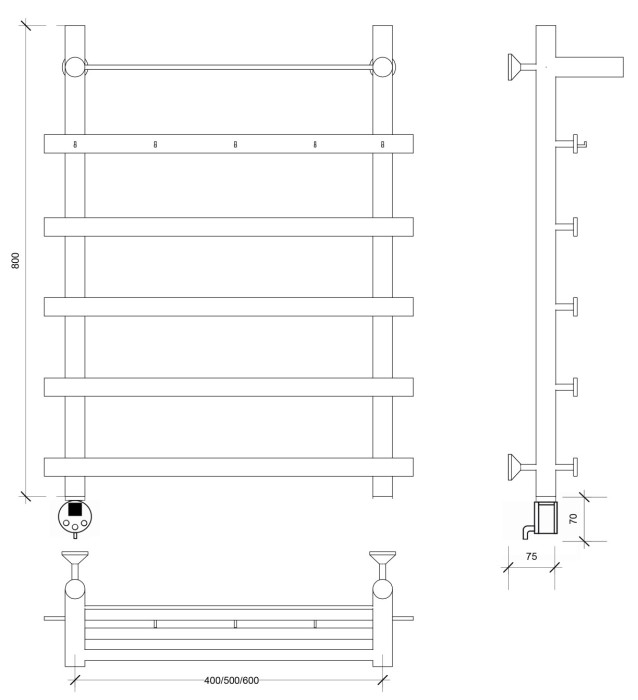 Полотенцесушитель электрический 80x70 Понтида 1 КСП Secado арт. 4673739239889