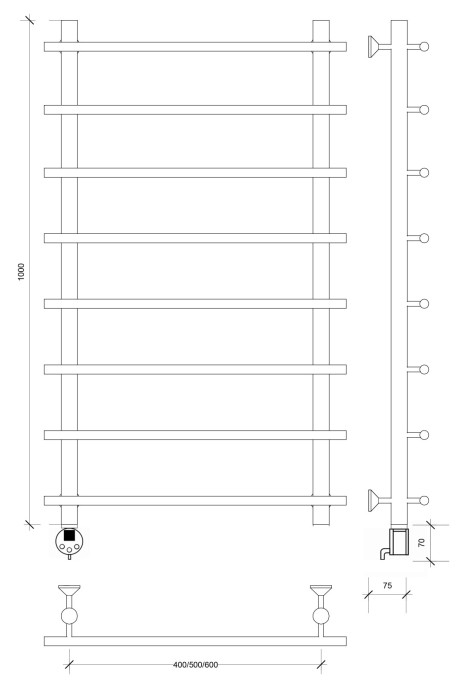 Полотенцесушитель электрический 100x70 Турин 1 Secado арт. 4673739243879