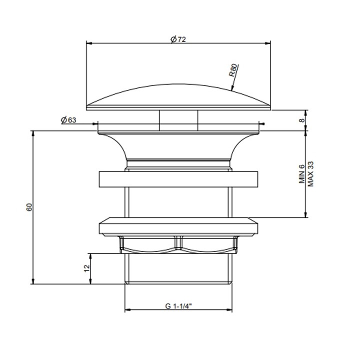Донный клапан свободного слива 1 1/4”, без перелива, Gessi, 01376#299 цвет: черный