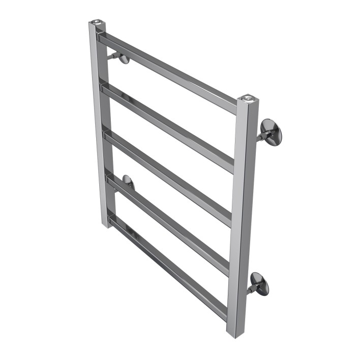 Полотенцесушитель водяной 500/600 квадрат, 5 секций, нижнее/диагональное подключение, 1/2", хром, Ancona Azario - AZ75556