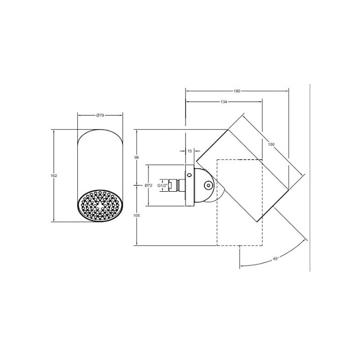 Душевая головка для настенного крепления, с регулируемым углом наклона. ТРОПИЧЕСКИЙ ЛИВЕНЬ., Gessi Spotwater, хром арт. 57263#031