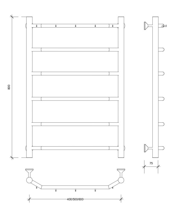 Полотенцесушитель водяной 80x50 Агата 1 К (хром) Secado арт. 4603759402208