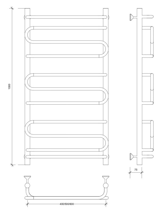 Полотенцесушитель водяной 100x60 Валенсия 2 (хром) Secado арт. 4603777446192