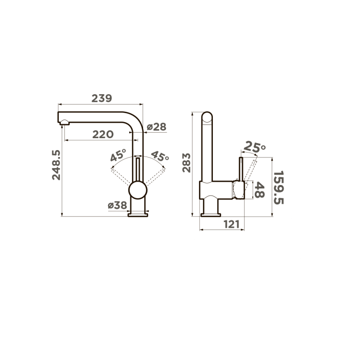 Смеситель для кухни Omoikiri Tanigawa-BN латунь, цвет нержавеющая сталь арт. 4994242