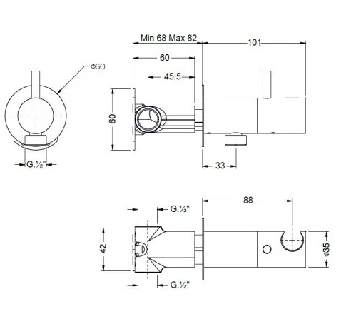 Гигиенический душ Cisal Shower с прогрессивным смесителем, С ВНУТРЕННЕЙ ЧАСТЬЮ, черный арт. CV00797540
