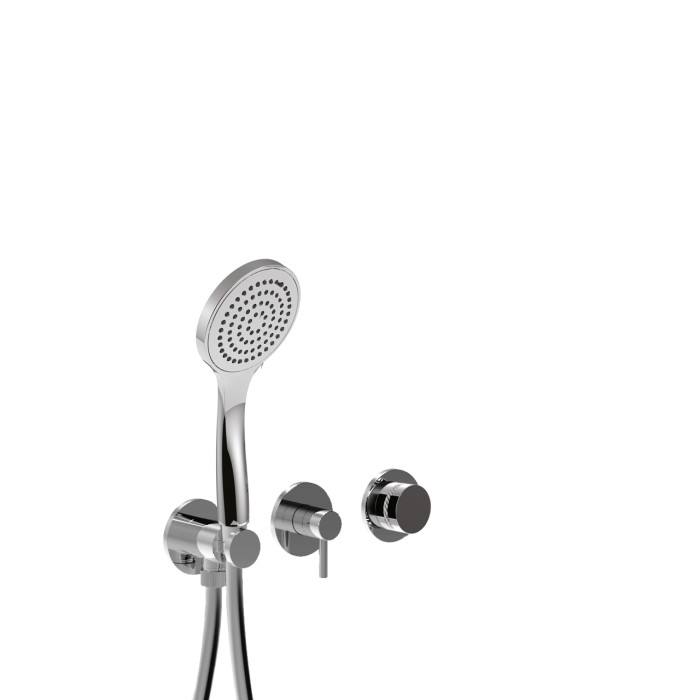 Внешняя часть встраиваемого смесителя для душа на 3 режима, однорычажный, поворотный переключатель, ручной душ + 2 доп. вывода воды, Giulini My ring deluxe, хром арт. MRX5302DLEP