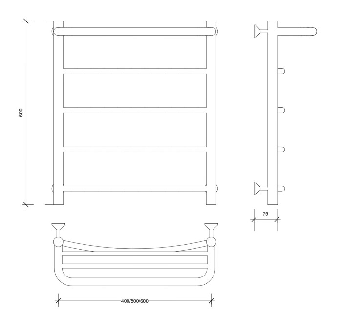 Полотенцесушитель водяной 60x60 Милан 1 СП (хром) Secado арт. 4603777444716