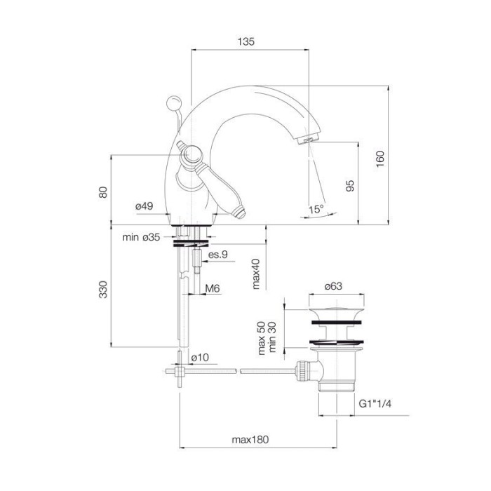 Fima Carlo Frattini Cмеситель на раковину на 1 отверстие, Herend, F5431CR цвет: хром