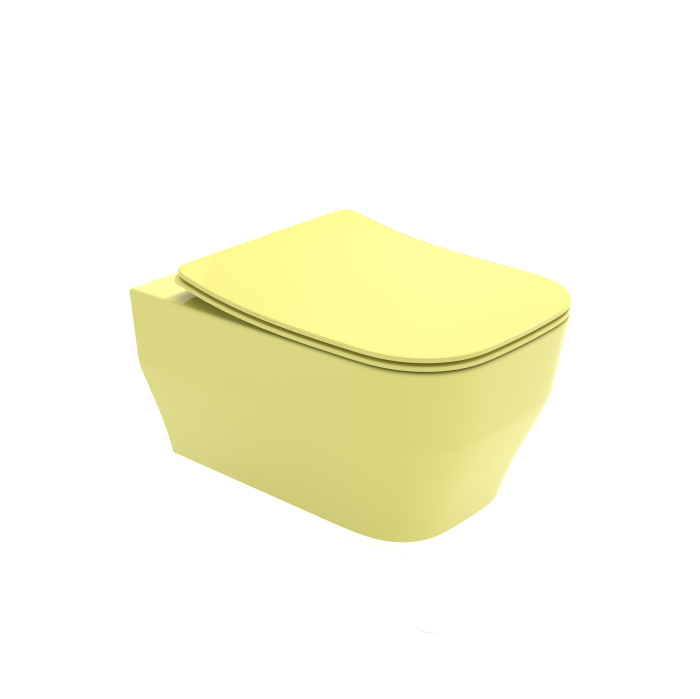 Унитаз подвесной, безободковый, с креплениями, Olympia ceramica Synthesis eco, желтый глянцевый арт. SYN1202R30