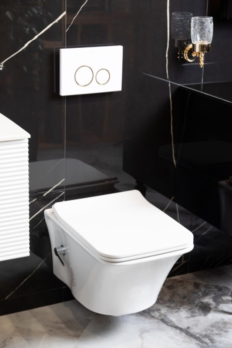 Подвесной унитаз с биде glossy white, Boheme Mirage - 965-2