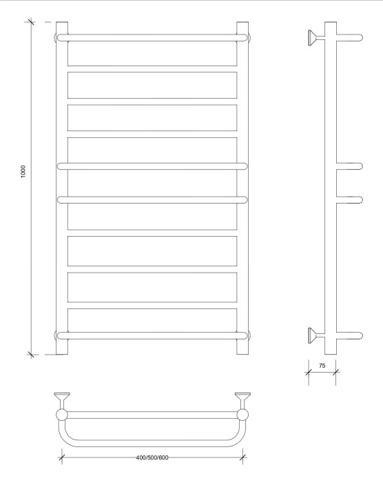 Полотенцесушитель водяной 100x40 Верона 1 (черный) Secado арт. 4673739224847