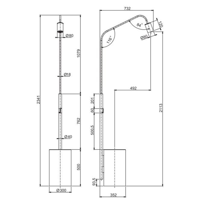 Fima Carlo Frattini Душевая колонна "freestanding" MARMOREA, Outdoor, F5971RBINOX цвет: нержавеющая сталь