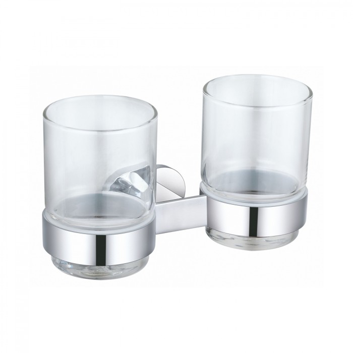 Два стакана для зубных щеток с держателем, Wonzon &amp; Woghand First, WW-8428 цвет: хром