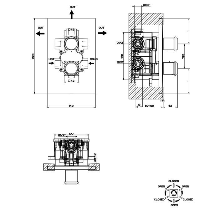 Встраиваемая часть термостатического смесителя Gessi арт. 09269030