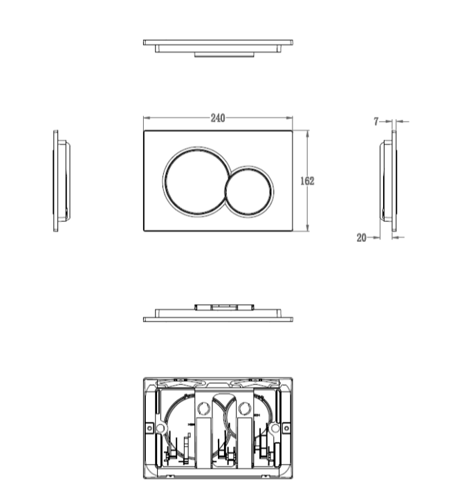 Кнопка смыва для инсталляции механическая, Wonzon & Woghand, WW-IB232-MB цвет: черный
