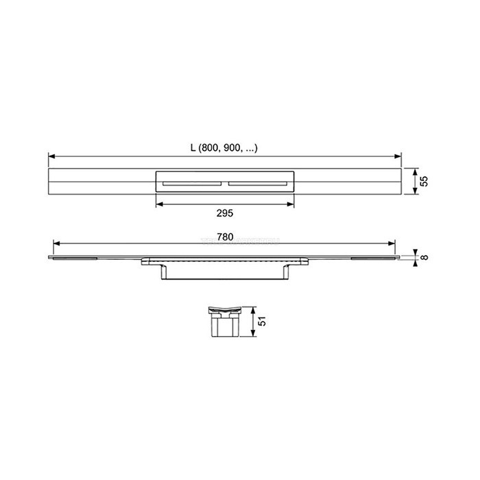 Дренажная система 160см, сатин, drainprofile TECE арт. 671600