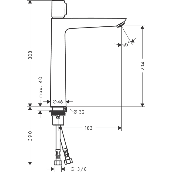 Смеситель для раковины без сливного гарнитура, Hansgrohe Talis Select E, хром арт. 71753000