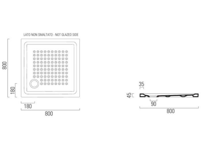 Поддон 80х80х4,5 см, прямоугольный, санфаянс, GSI Doccia арт. 438411