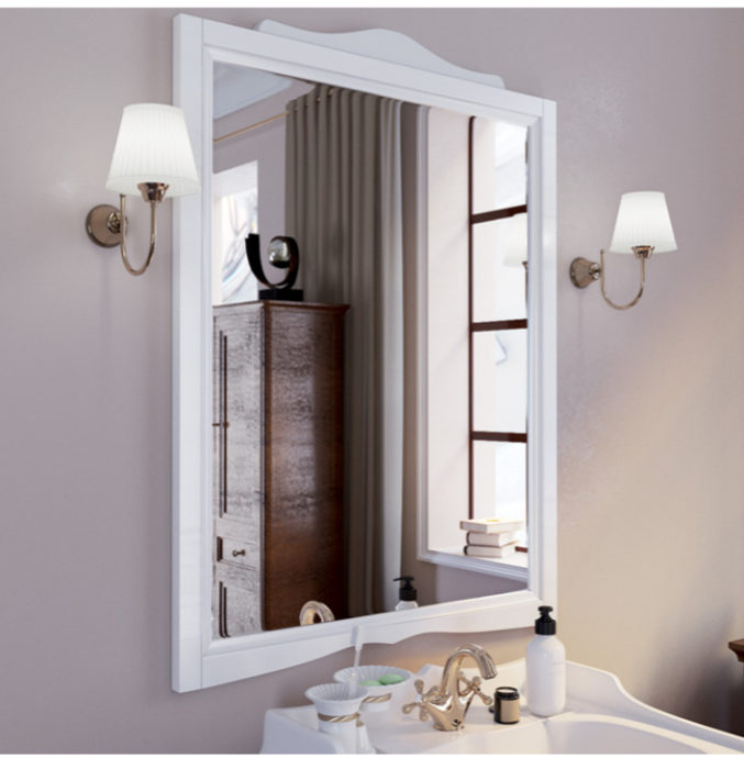 Зеркало подвесное, в деревянной раме 63х110см, Veronica Nuovo белый, Tiffany World - VER1163-B