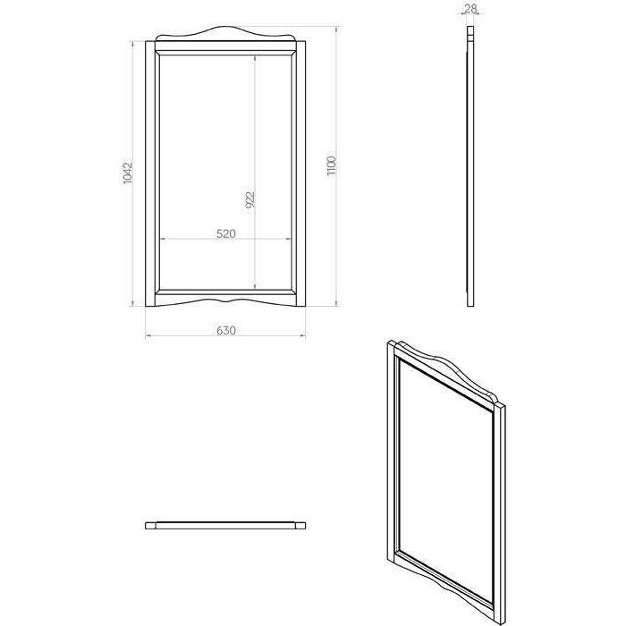 Зеркало подвесное, в деревянной раме 63х110см, Veronica Nuovo белый, Tiffany World - VER1163-B