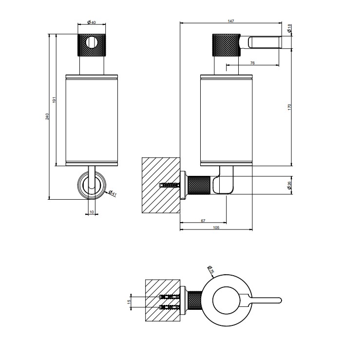 Дозатор для жидкого мыла, настенный, Gessi Inciso, золото/черный арт. 58514#246
