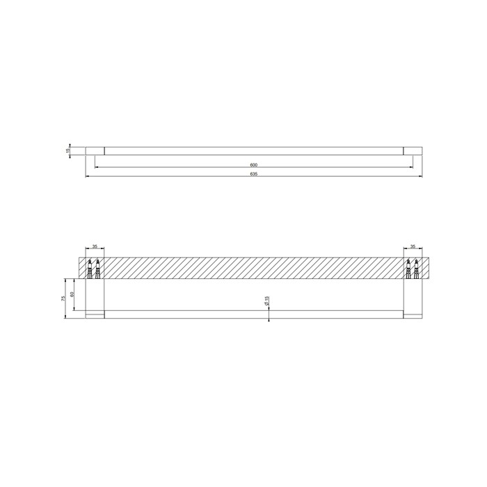 Полотенцедержатель, 60 см, подвесной, Gessi Origini, black metal brushed pvd арт. 66504#707